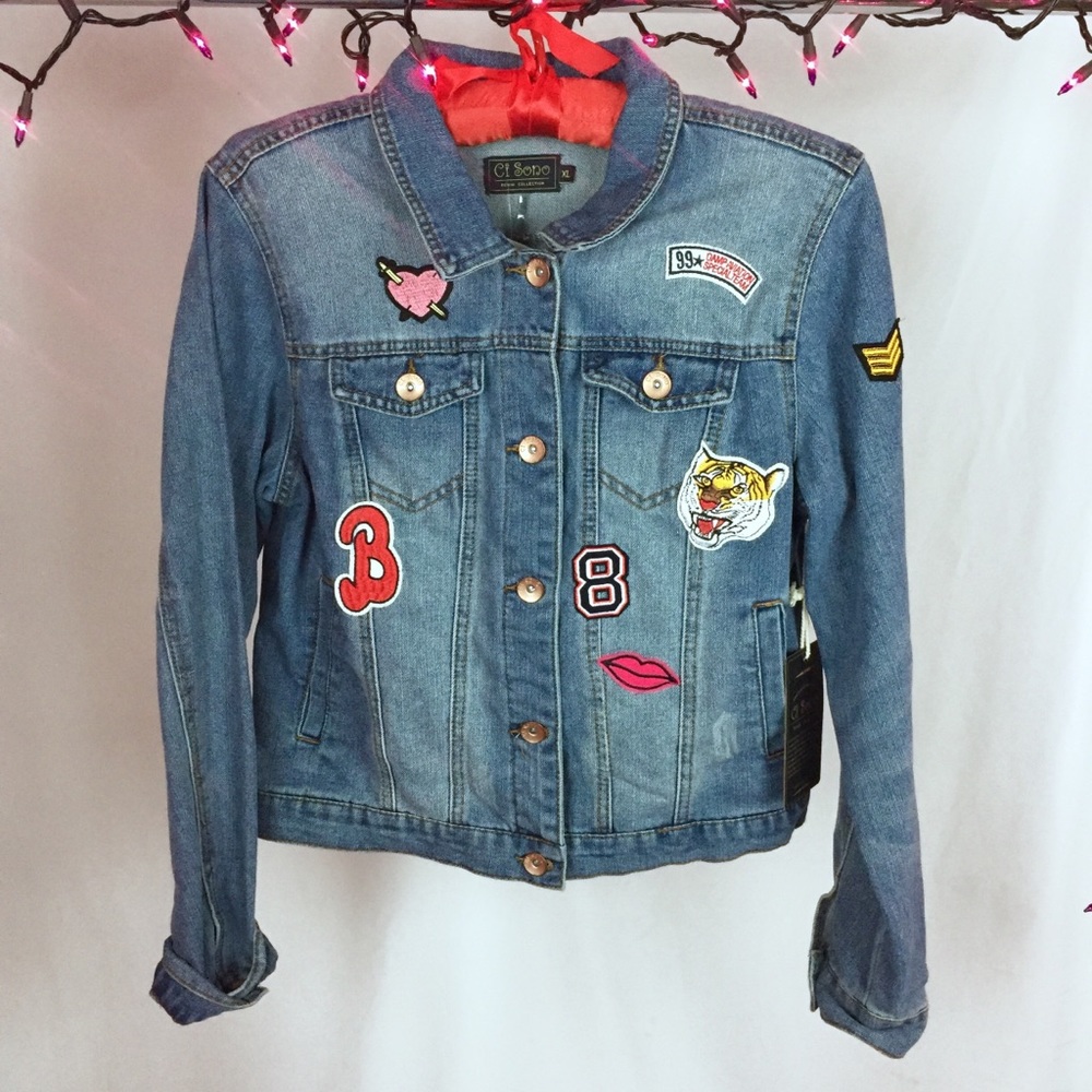 Ci Sono Jean Denim Jacket with Cute Patches